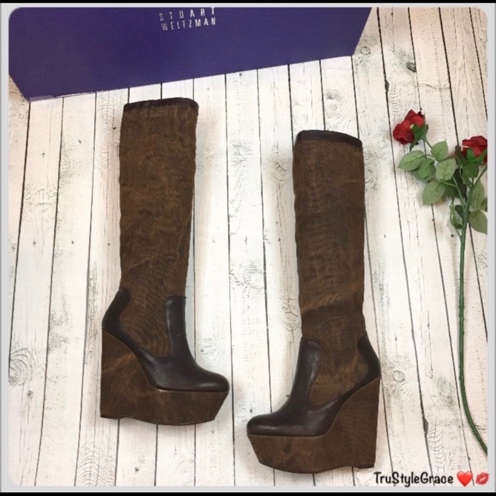 BNIB Stuart Weitzman Kneedeep Platform Wedge Boots - Picture 2 of 8